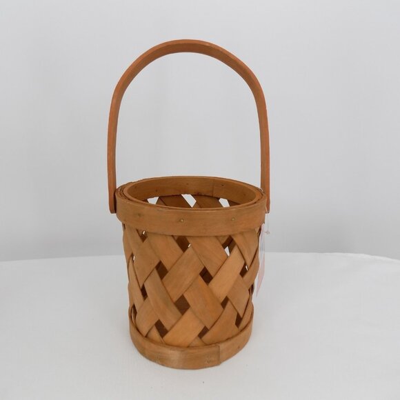 Set of 2 Ashland Fall Autumn Ash Chipwood Woven Mini Basket Wooden Handle New - Picture 2 of 12